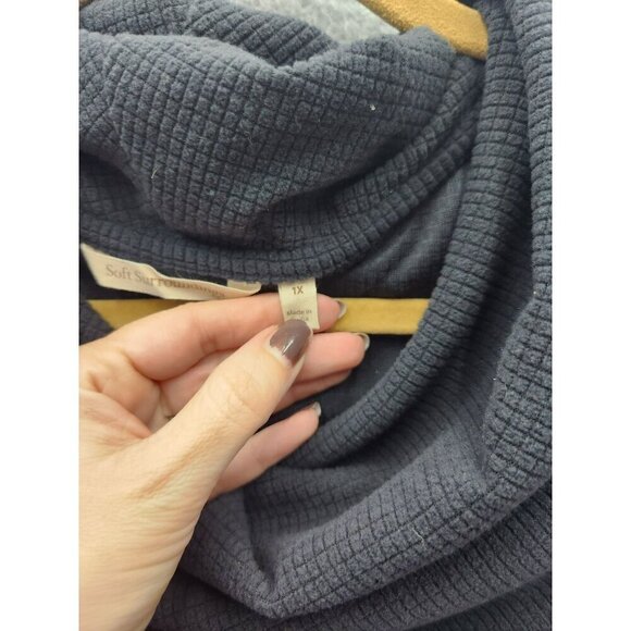 Soft Surroundings Womens 1X Cowl Neck Charcoal Tunic Top Polyester/Spandex Blend - Picture 3 of 5